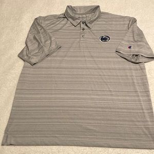 Champion Penn State University Nittany Lions gray striped polo shirt Size 2XL